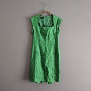 Lafayette 148 Size 6 Green Linen Sheath Dress